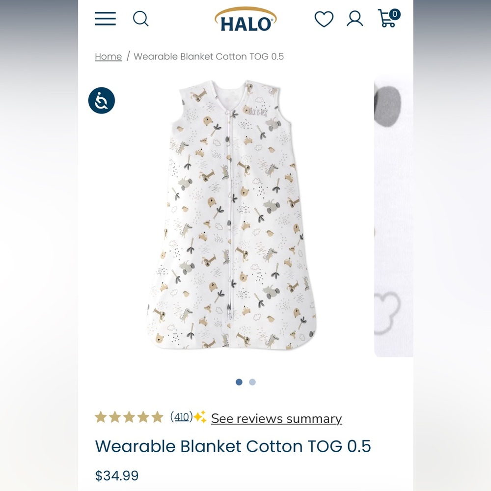 Halo Wearable BlanketCotton TOG .5 weather friends print size medium
